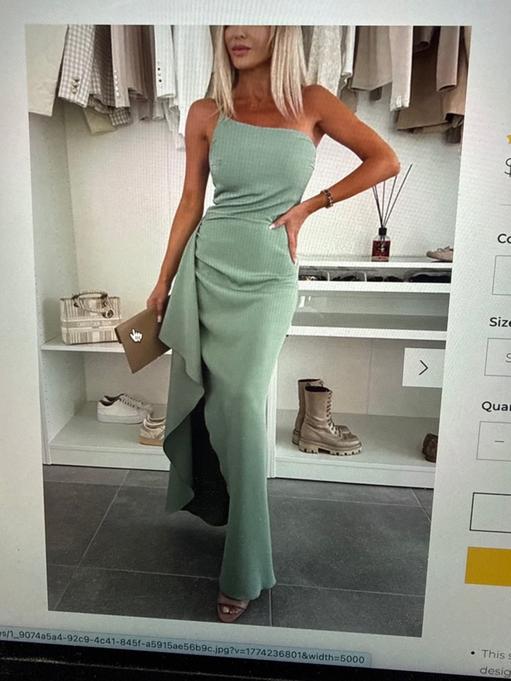 Elegant One-Shoulder Sage Green Evening Dress